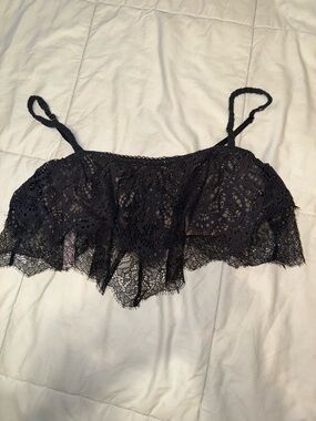 Victoria's Secret Black Lace Bralette with Scalloped Hem